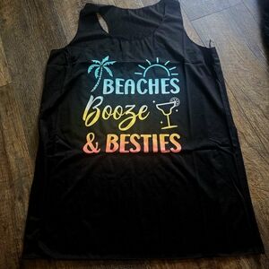 Black Graphic Tank Top with Colorful Print